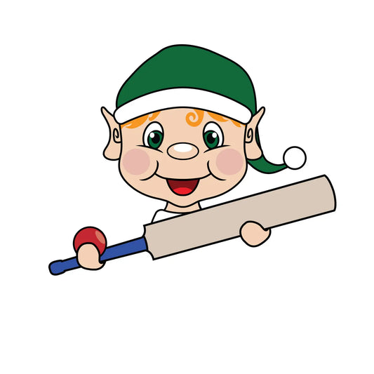 Elf Clipart holding a cricket bat and ball