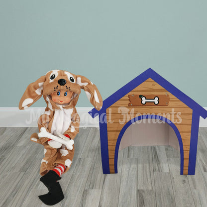 Dinosaur Bone with elf dog costume worn by elves behavin badly elf with a printable dog house