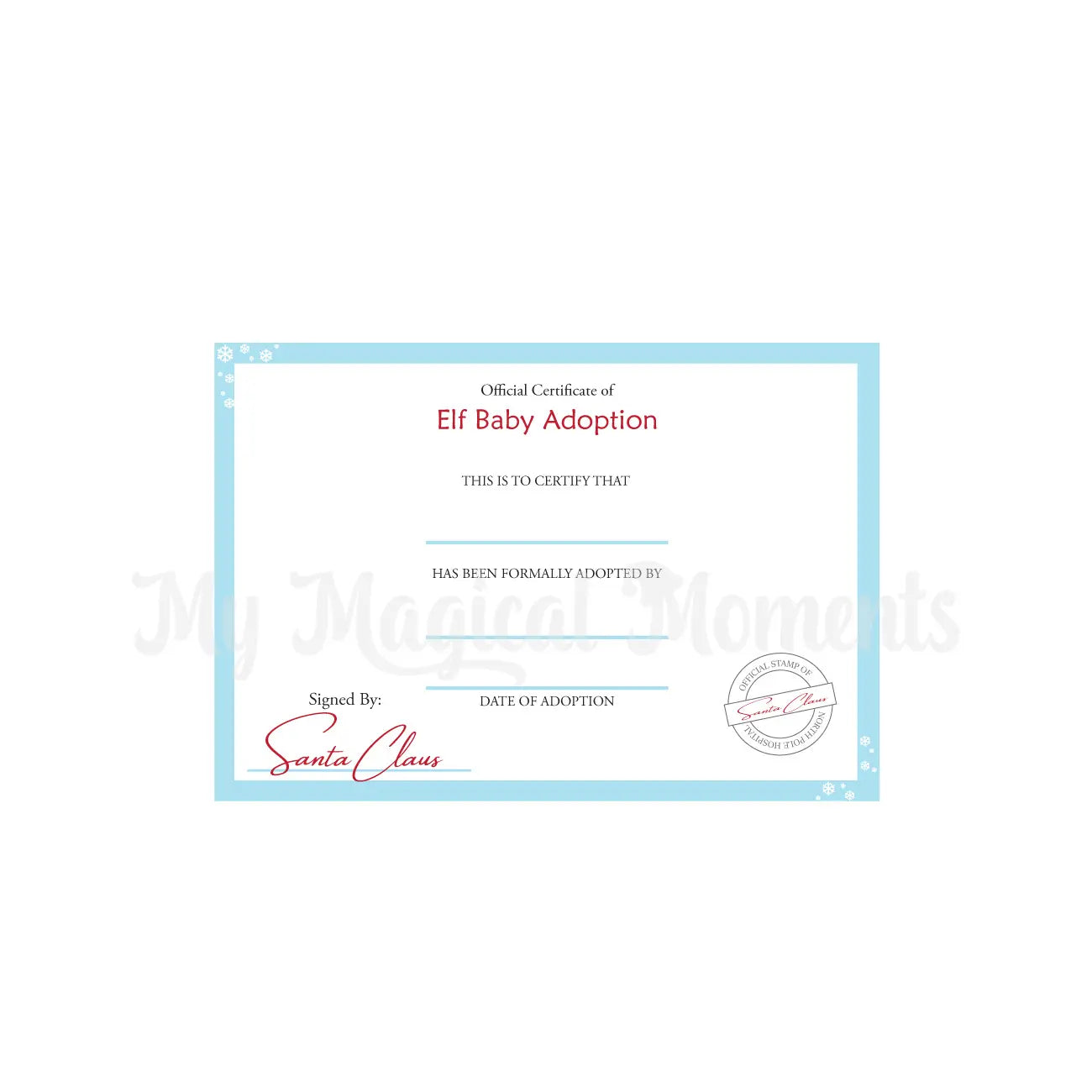 blue elf adoption certificate