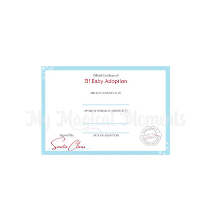 blue elf adoption certificate