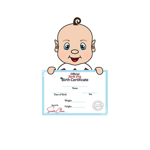 Elf Baby Birth Certificate - Blue