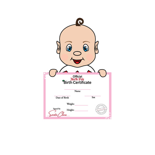 Elf Baby Birth Certificate - Pink