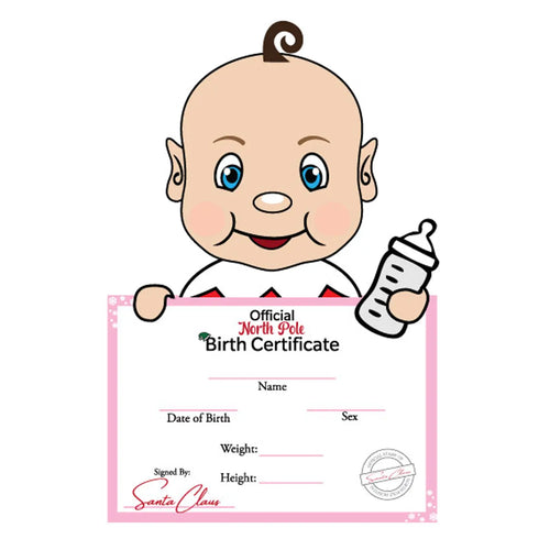 Elf Baby Birth Certificate - Pink