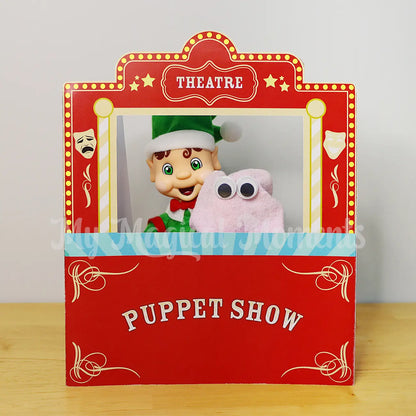 elf using a printable puppet show with a sock puppet