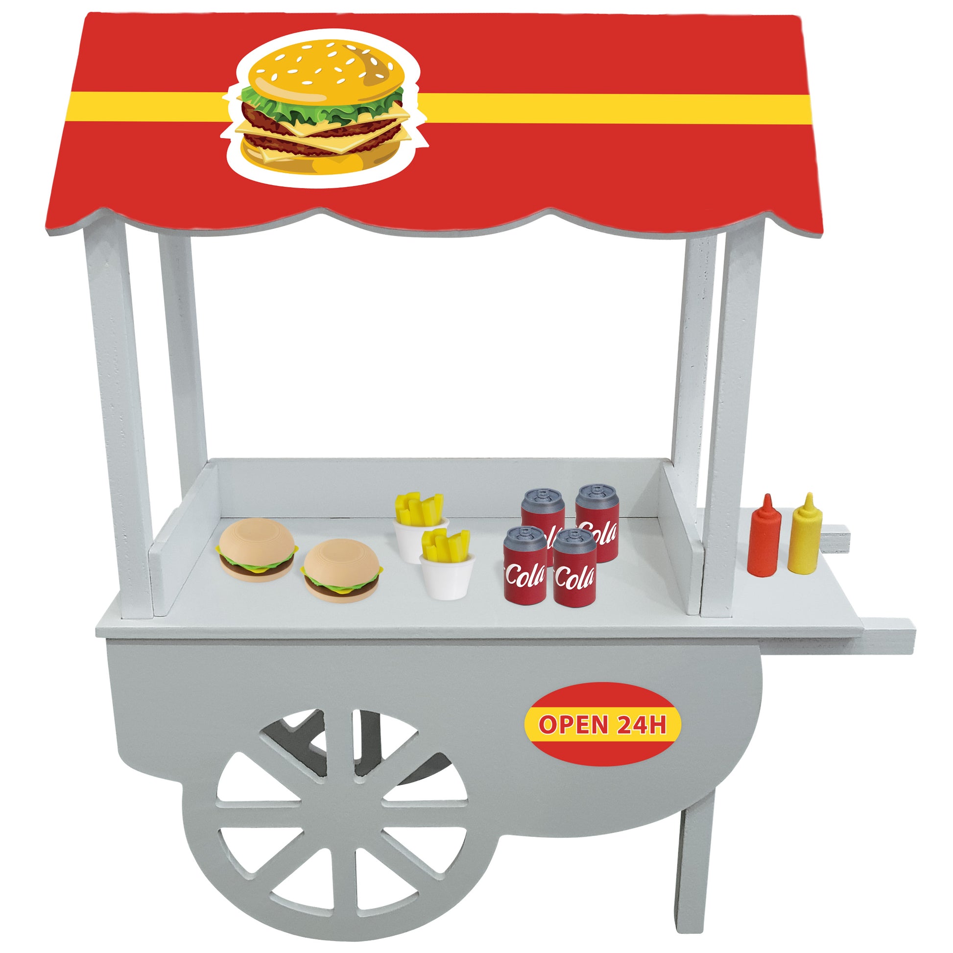 miniature elf fast food store. With miniature burgers, fries and coke