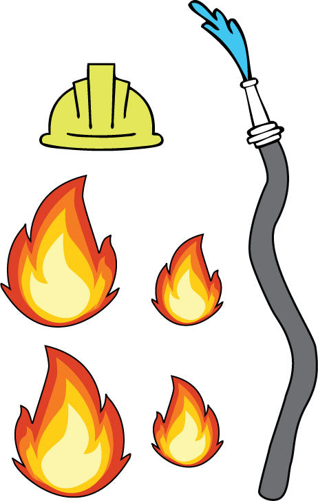 Fireman elf printable with hat, fire and hose