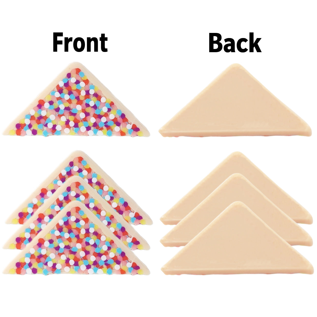 Miniature fairy bread front and back view