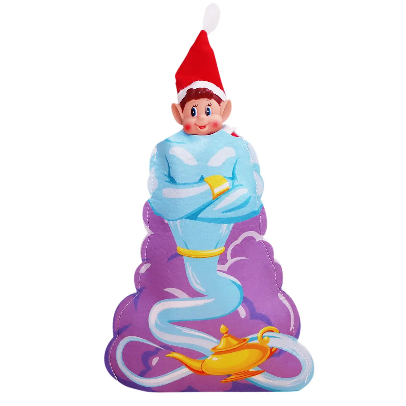elves behavin badly wearing a genie costume with a lamp