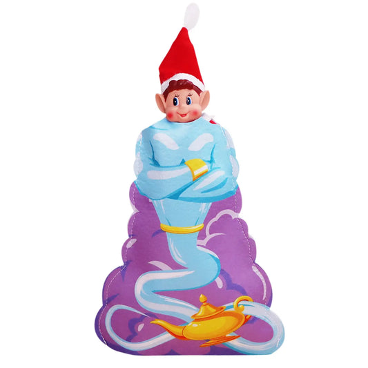 elves behavin badly wearing a genie costume with a lamp