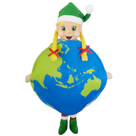 Elf wearing a world map costume