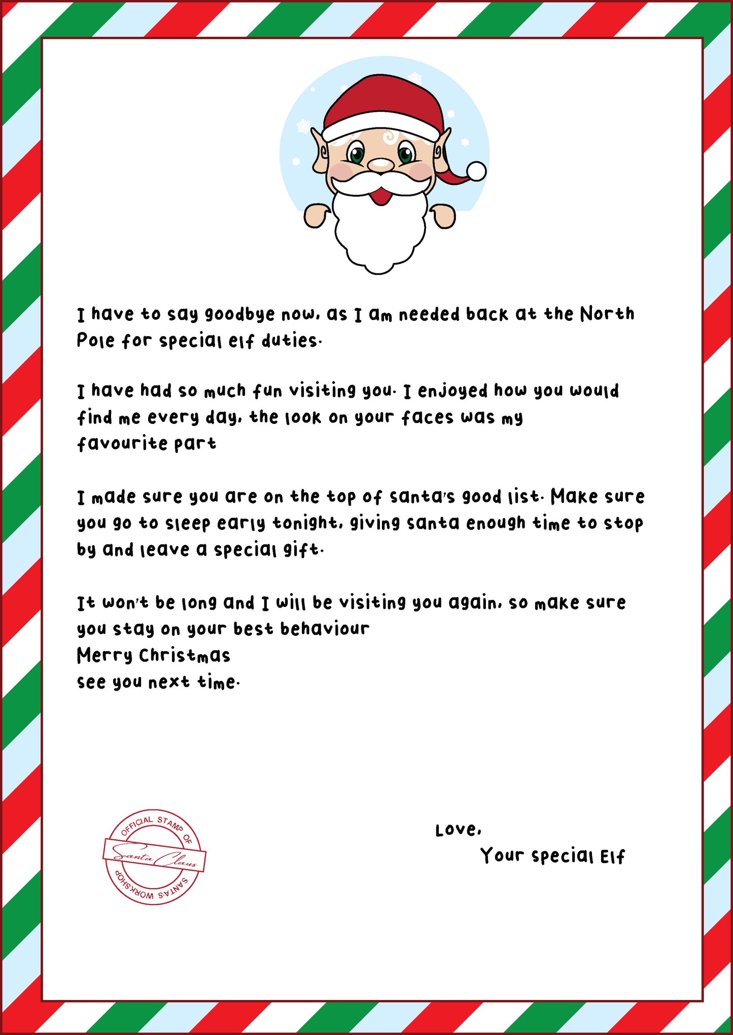 Goodbye letter one elf