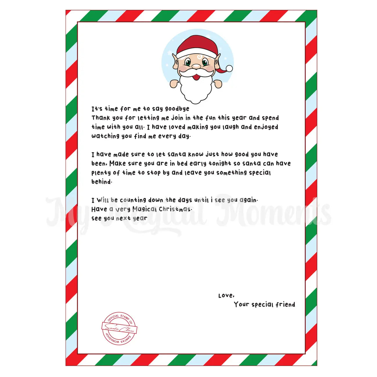 Elf goodbye letter