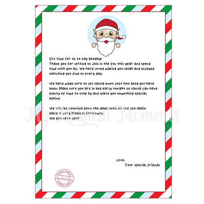 elf goodbye letter 2 elves favourites