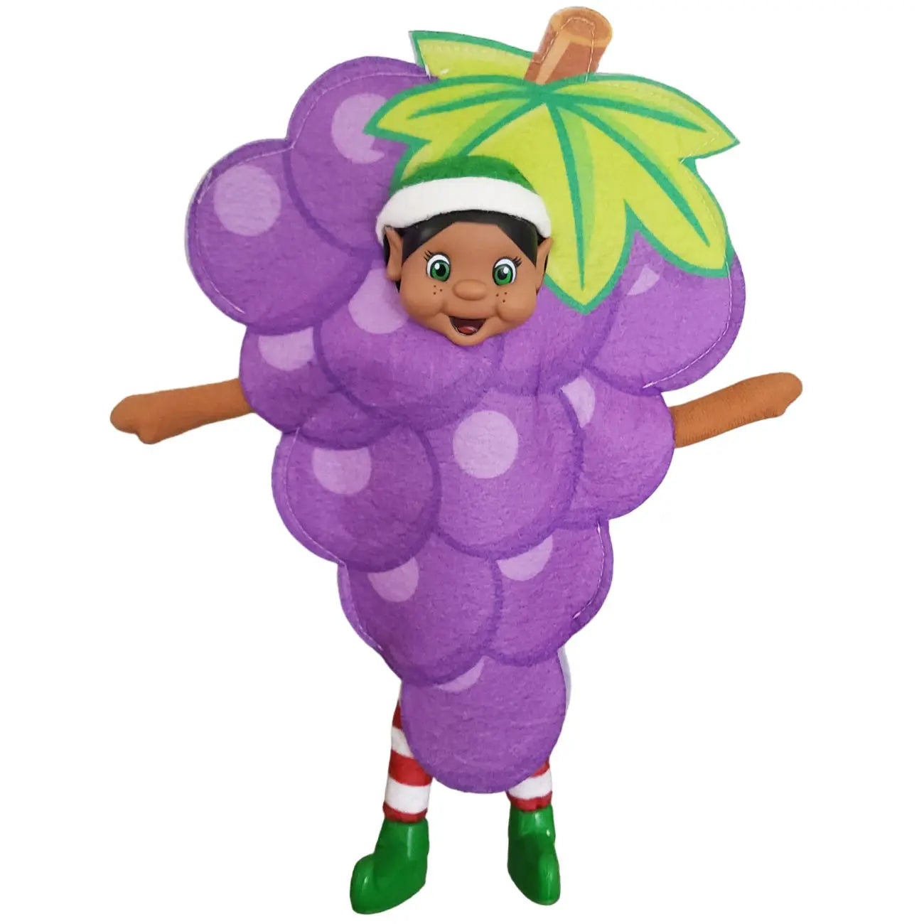 elf wearing a grape costume