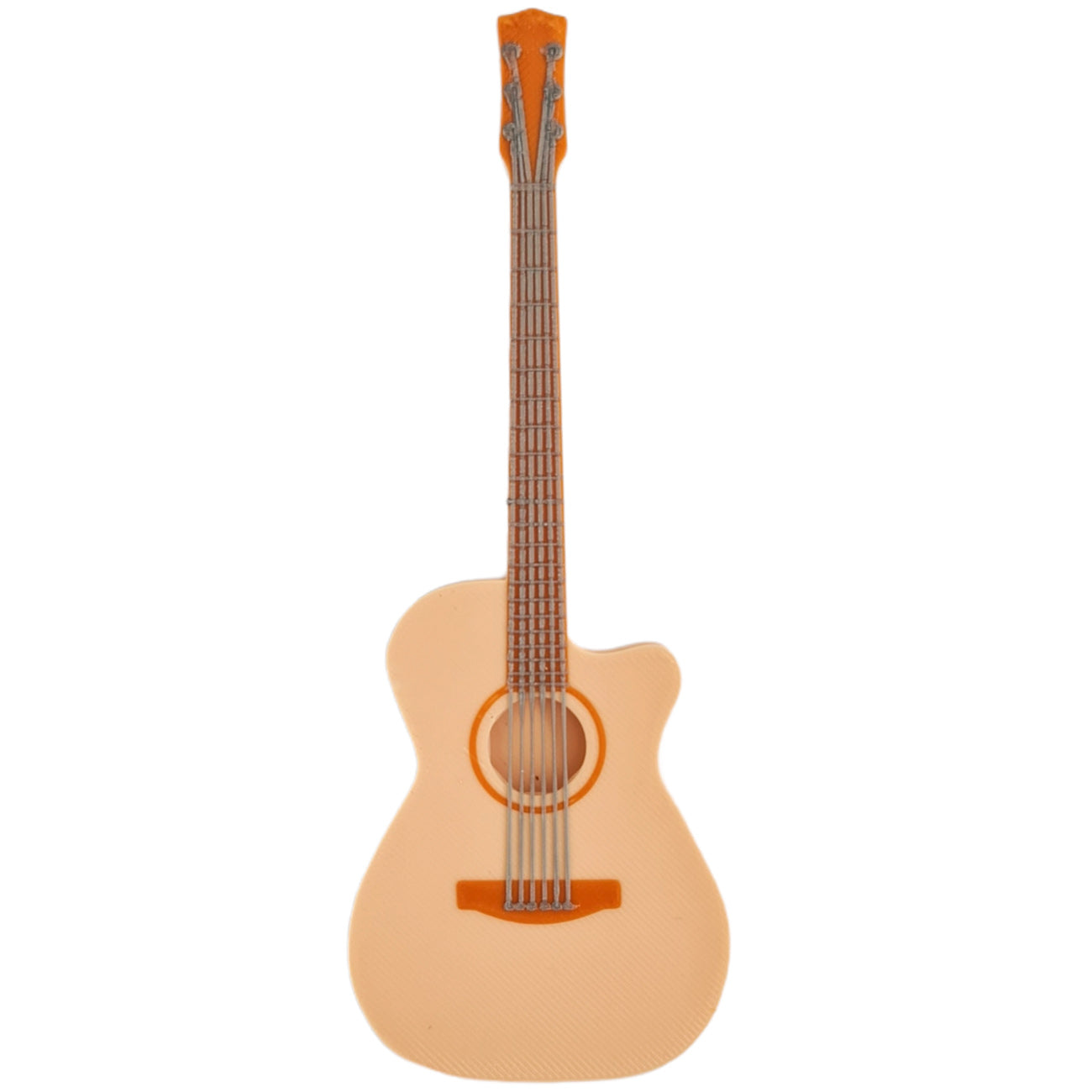 elf sized acoustic tan guitar