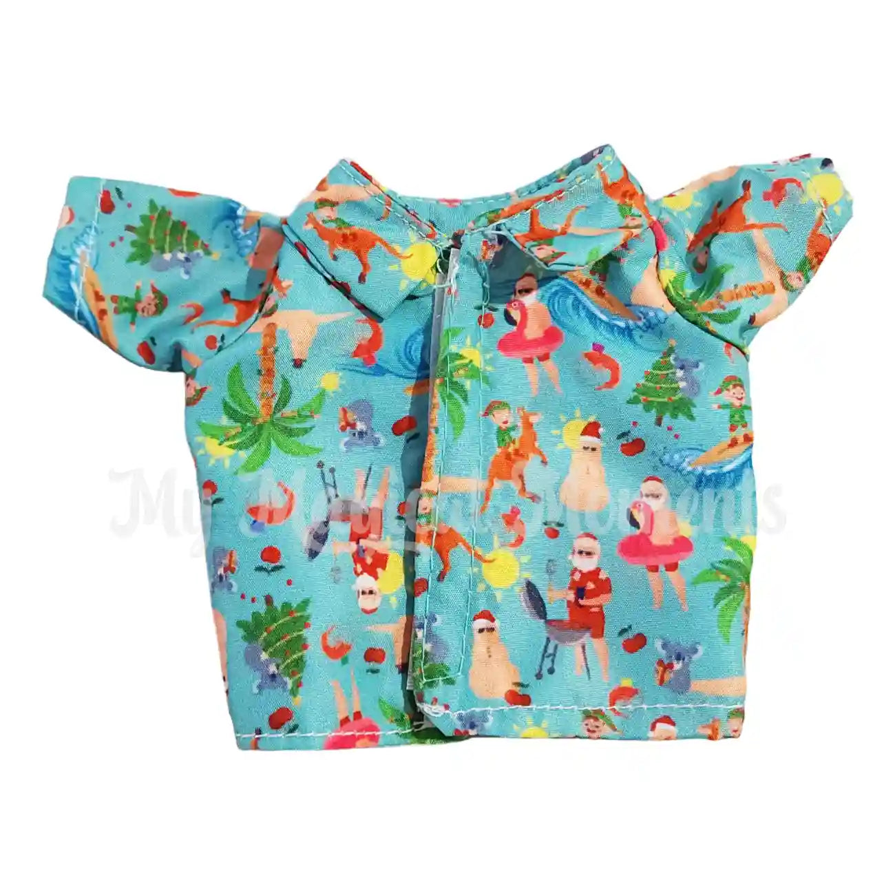 Hawaiian Elf Shirt with Santa Christmas print