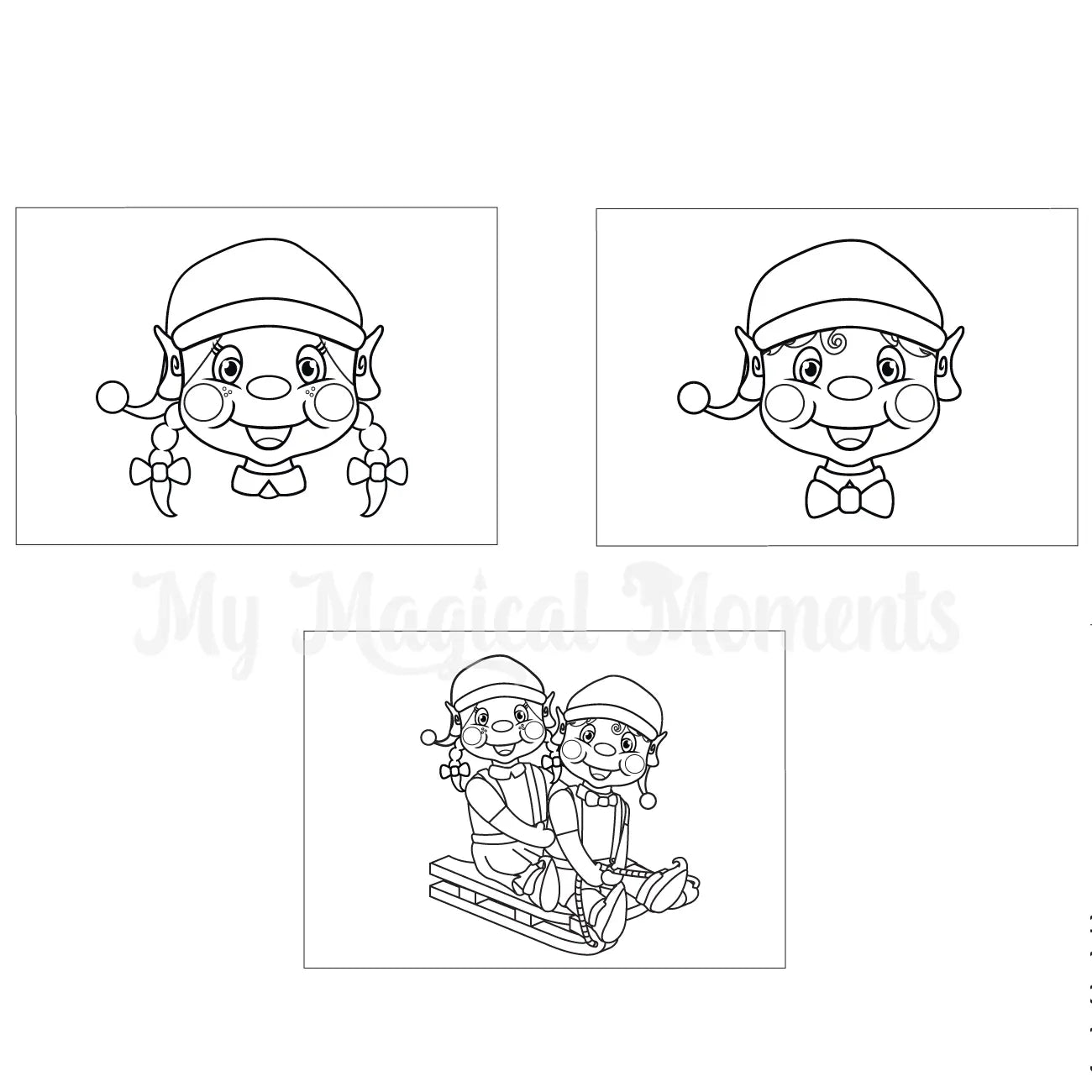 Elf colouring sheets