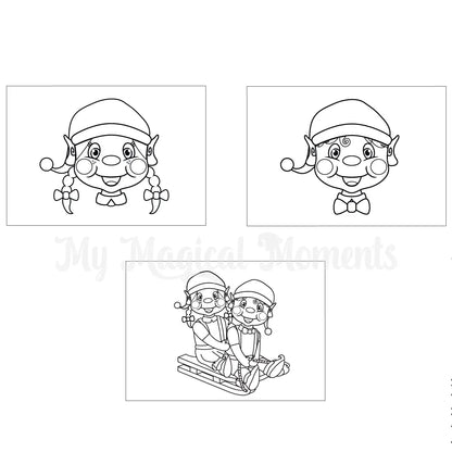 Elf colouring sheets