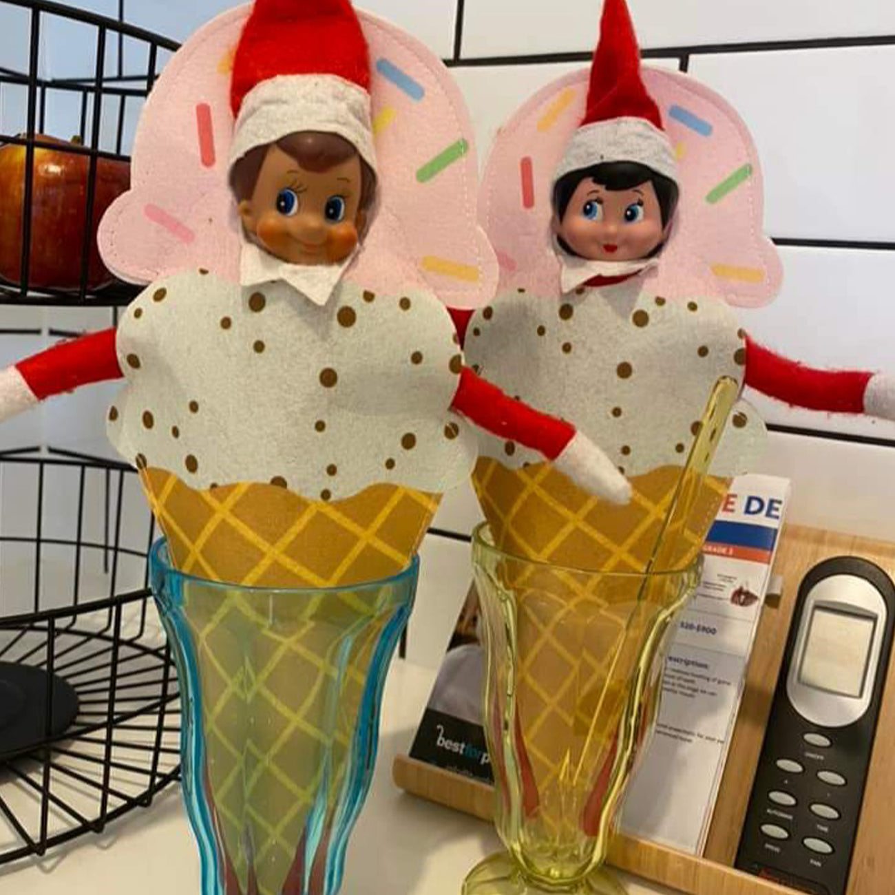 Elf customer ice cream scene