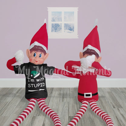 Elves behavin badly prank shirt scene