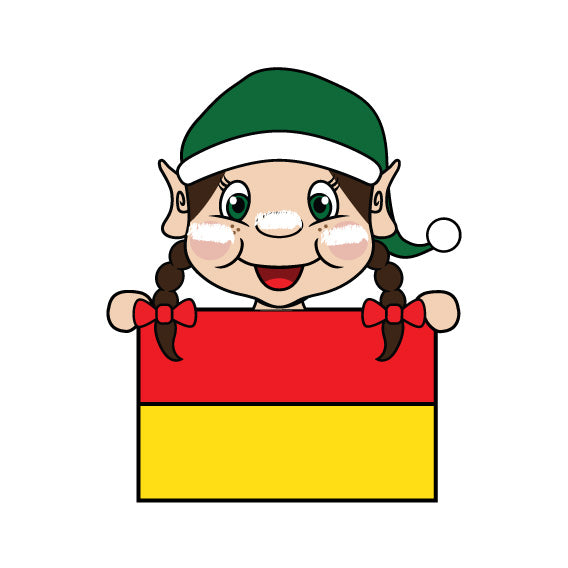 elf holding a red and yellow flag clipart