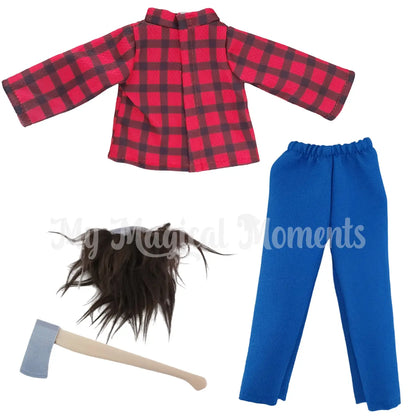 Lumberjack elf outfit with an axe prop