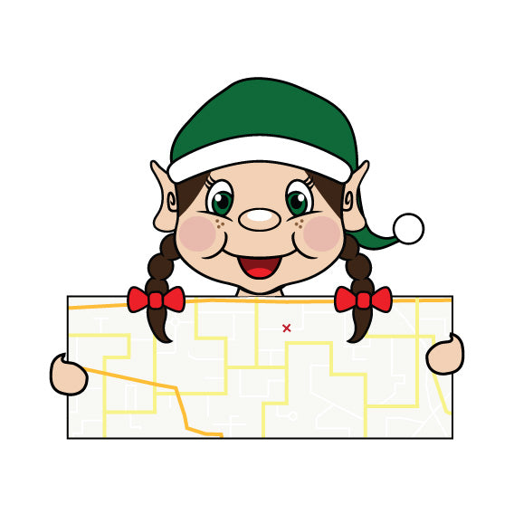 elf holding a road map clipart