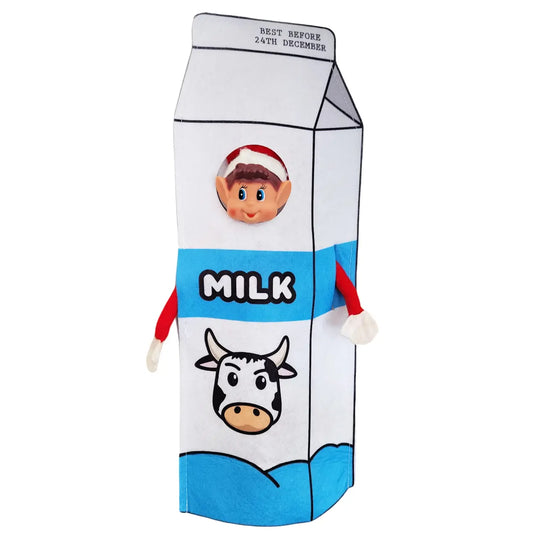 Elf wearing a milk costume