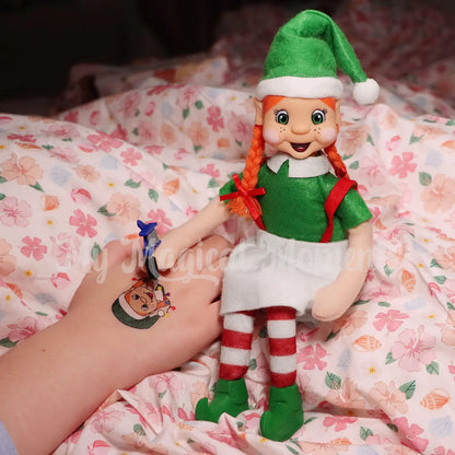 Orange Hair My Elf Friends Elf tattooing a orange elf tattoo of herself with mini elf tattoo gun prop