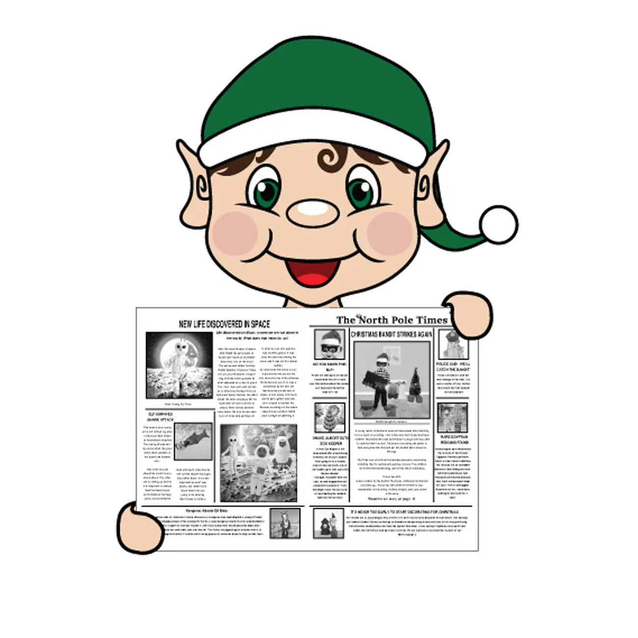 newspaper printable elf clipart