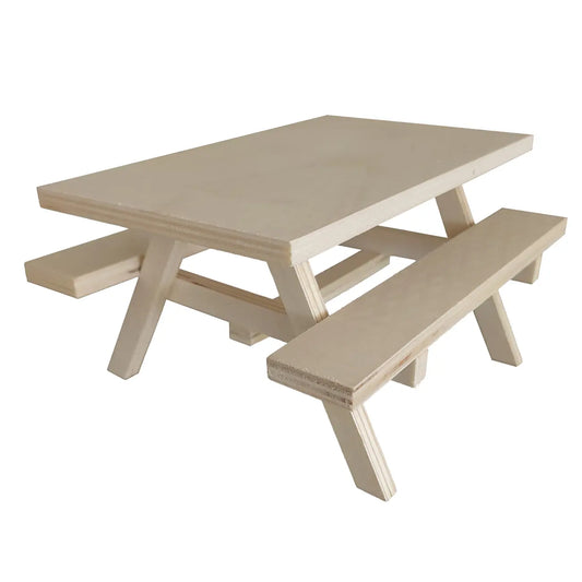 Wooden picnic table for elves with minor imperfections