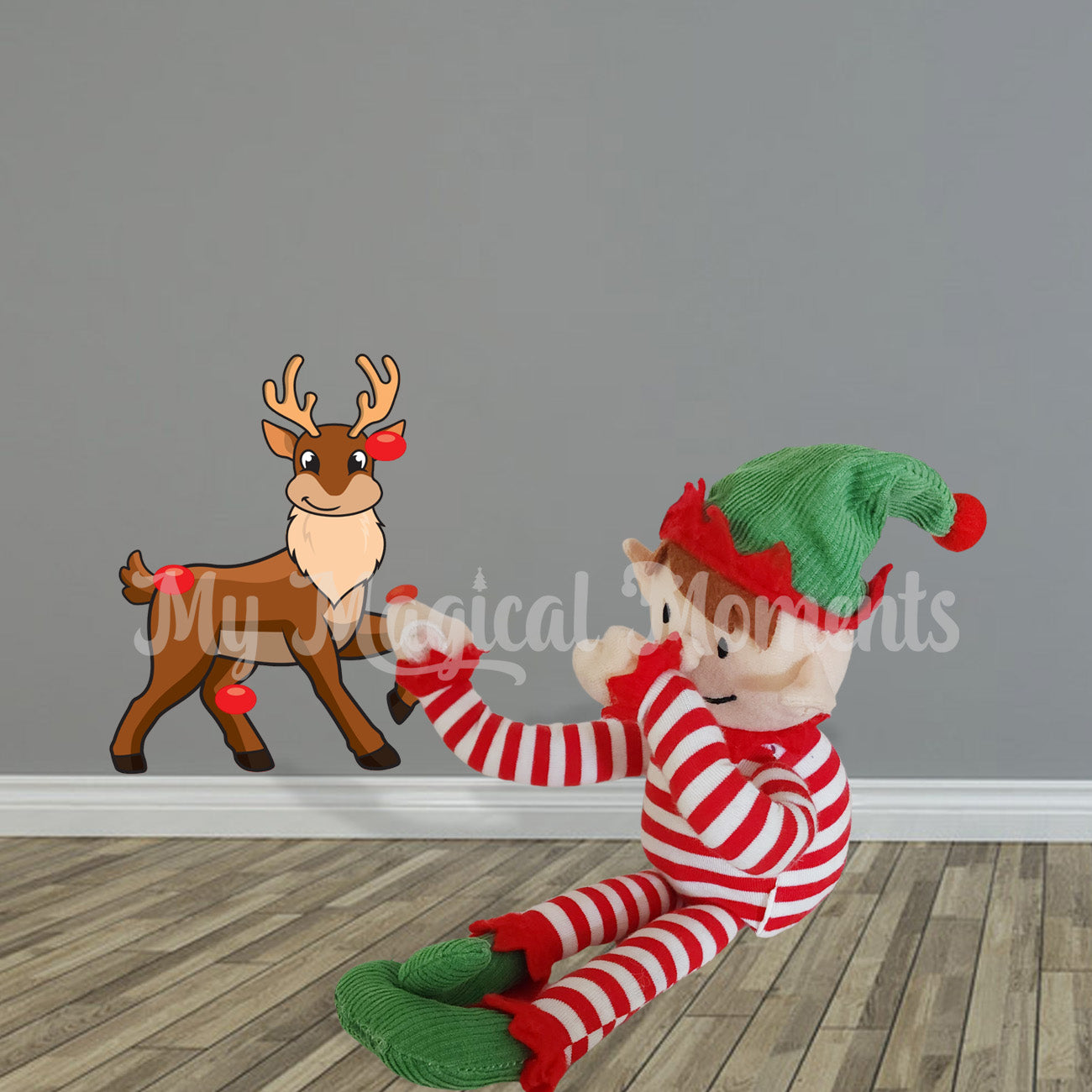 Elf for Christmas playing pin the nose game