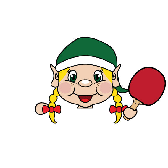 Elf holding ping pong paddle clipart