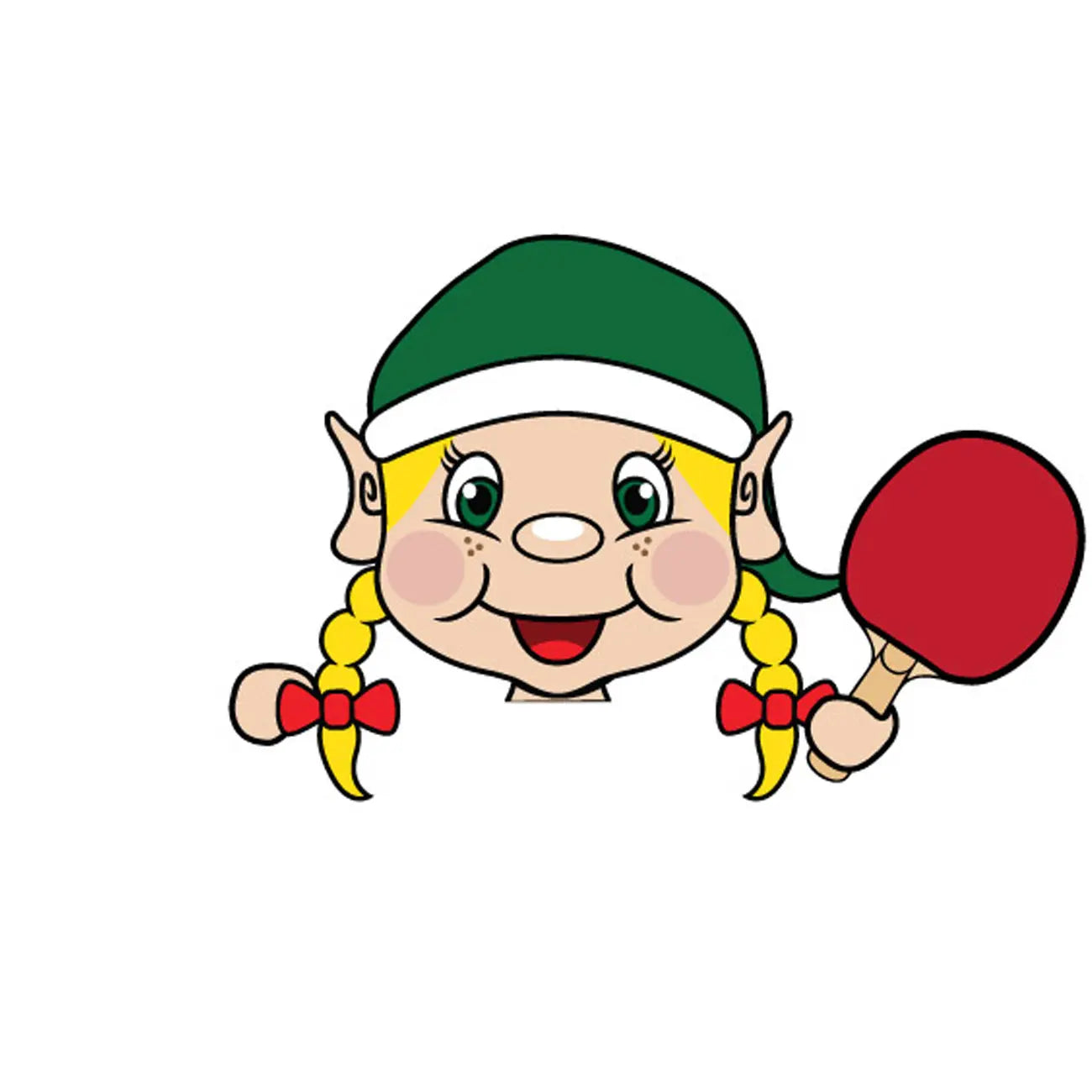 Elf holding ping pong paddle clipart