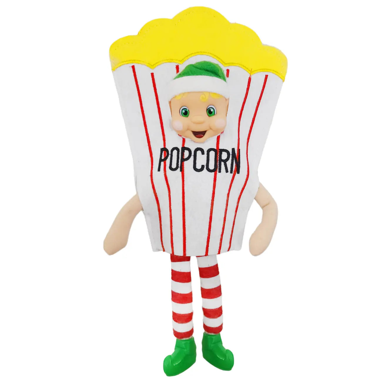 elf wearing a popcorn costume