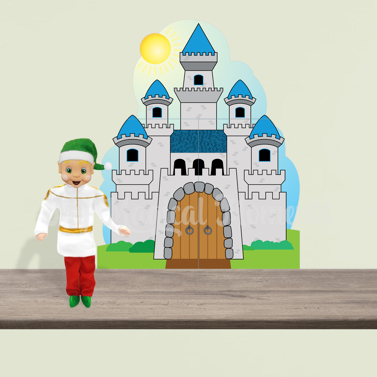 Elf dressed as a prince with a castle printable