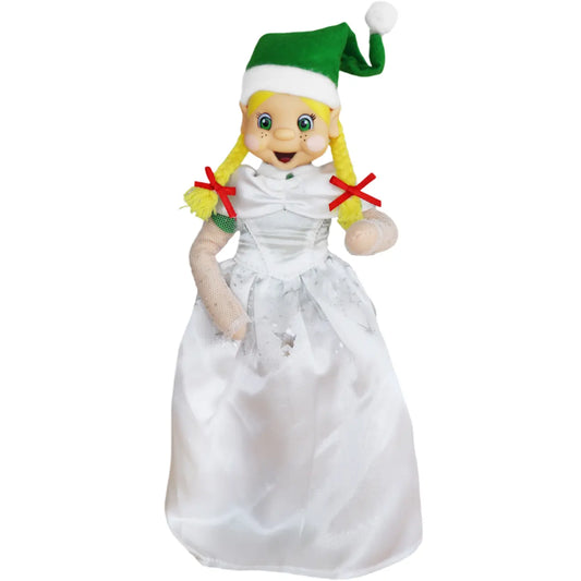 elf wearing a white princess dress