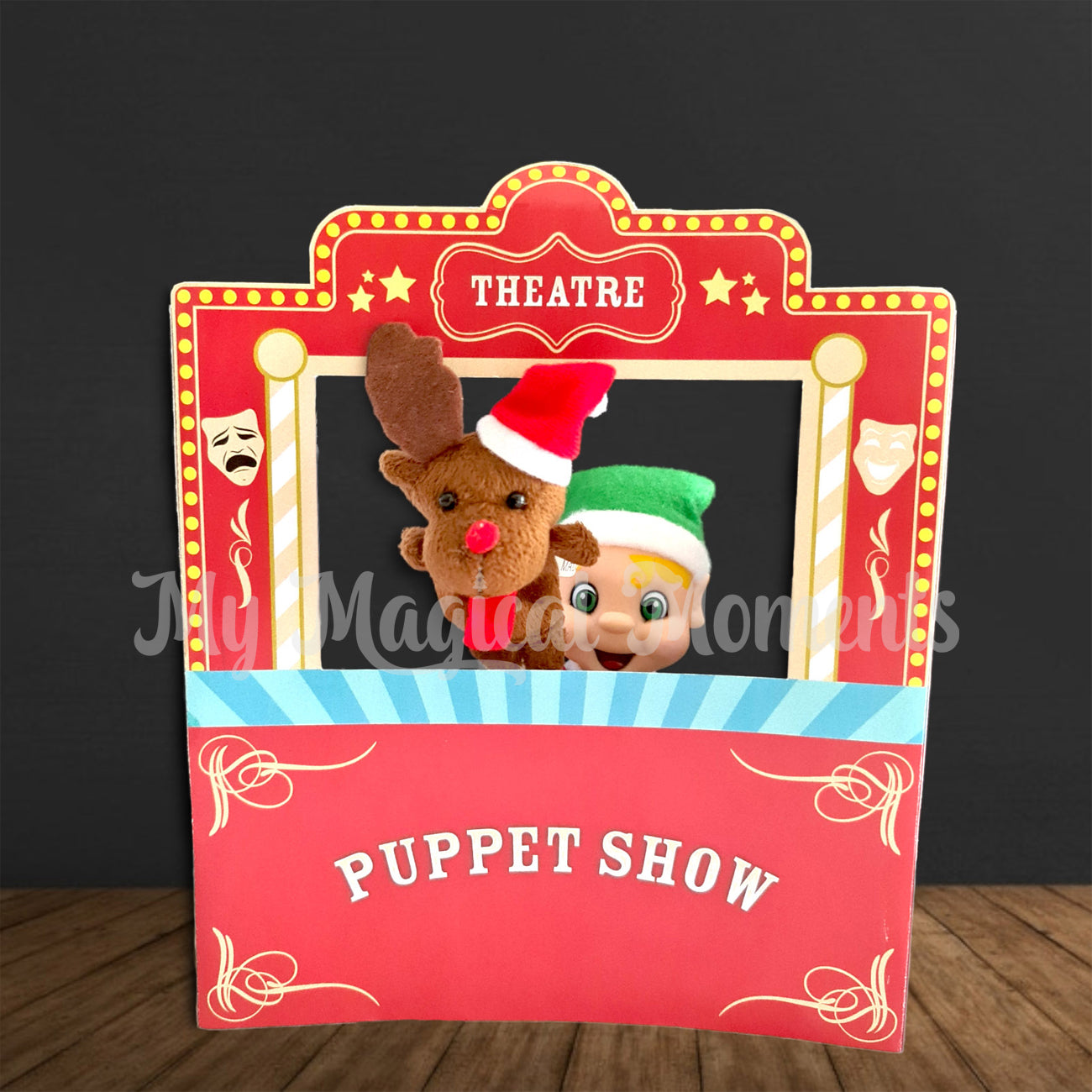 Elf putting on a puppet show