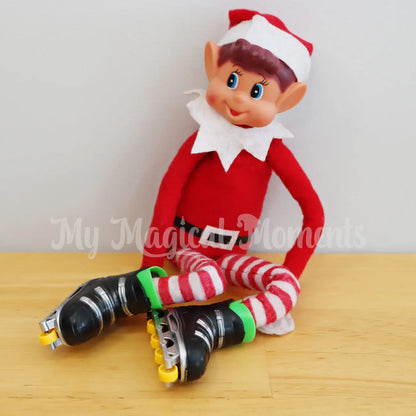 Elf wearing rollerblades