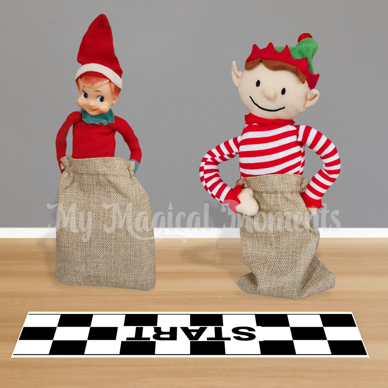 Elves Getting ready to race with a start lineprintable