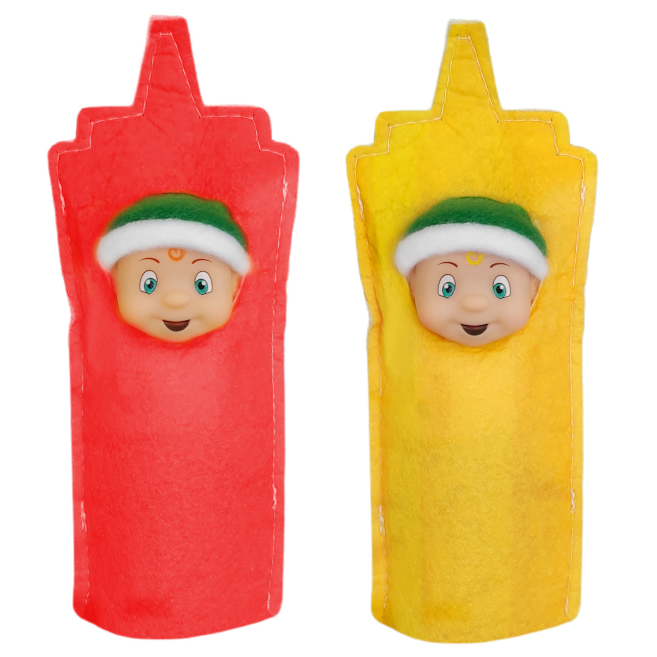 sauces, elf toddler costumes. mustard, tomato sauce