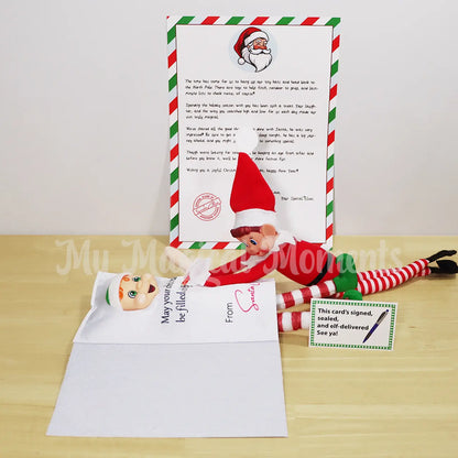 Elf Using a mini pencil writing in a Christmas card costume and a goodbye letter
