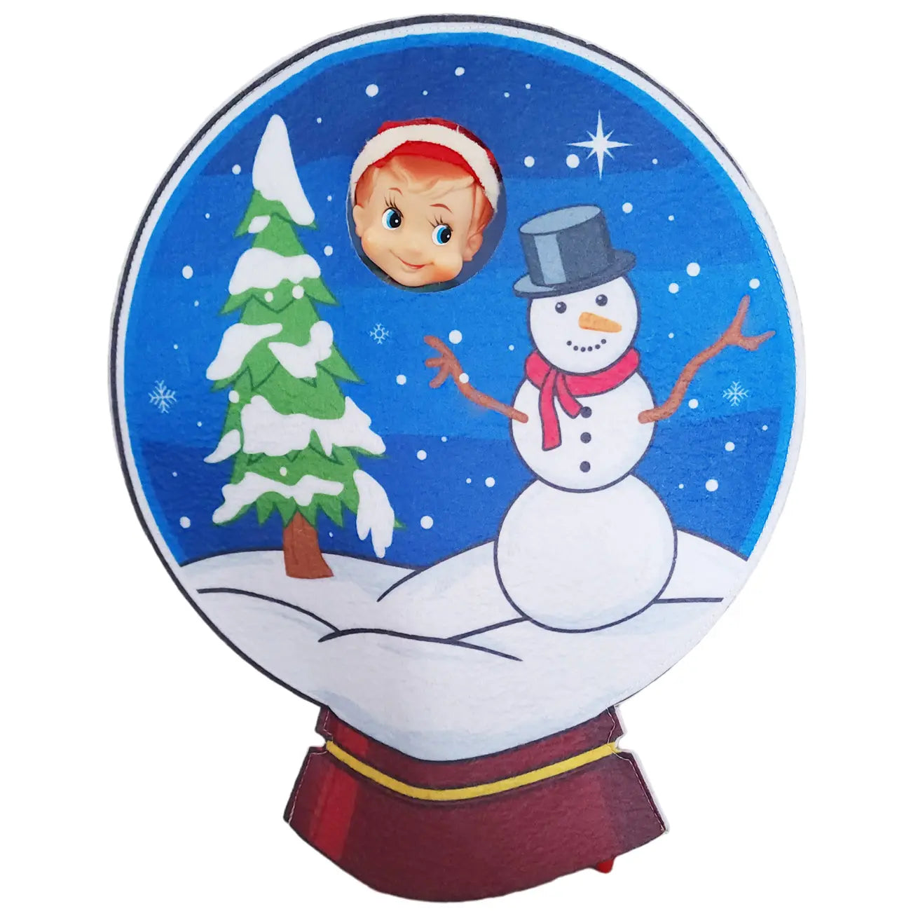 elf wearing a snow globe costume