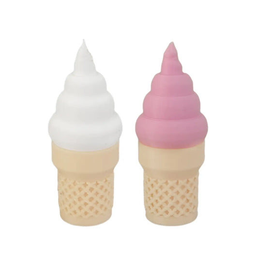 miniature soft serves, strawberry and vanilla