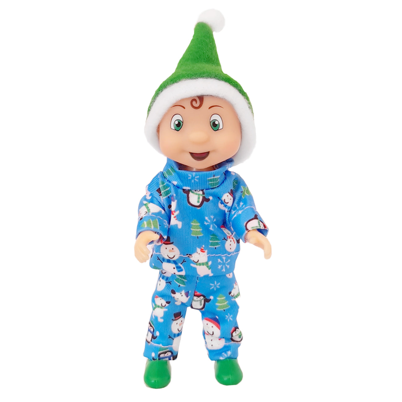 Elf Toddler wearing Winter themed elf Pyjamas