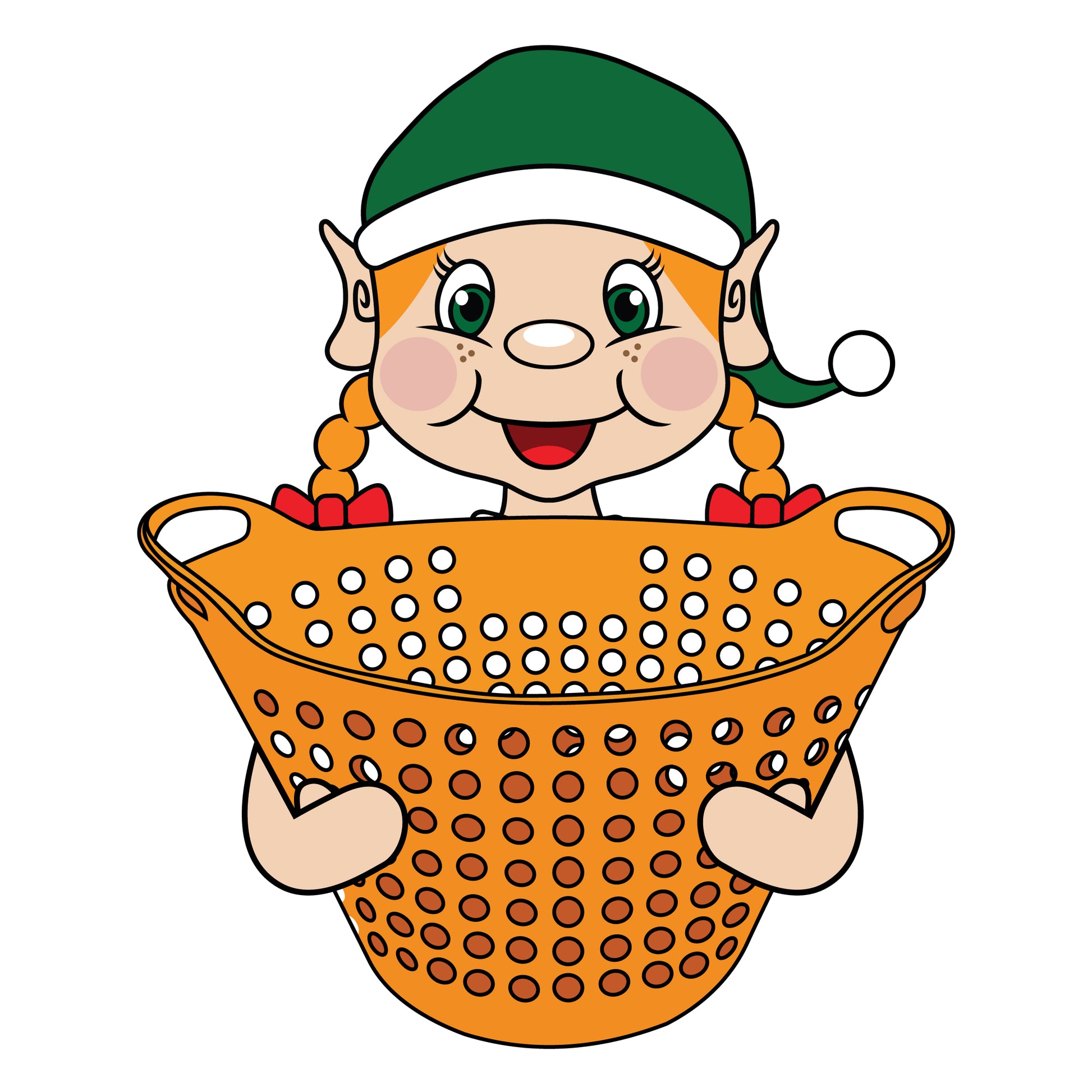 elf holding a washing basket printable