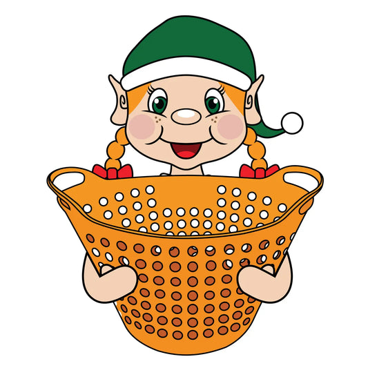 elf holding a washing basket printable