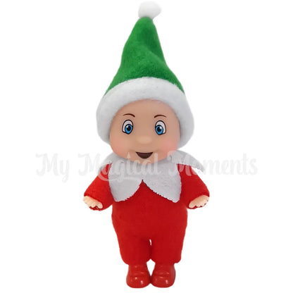 Elf baby wearing a green hat