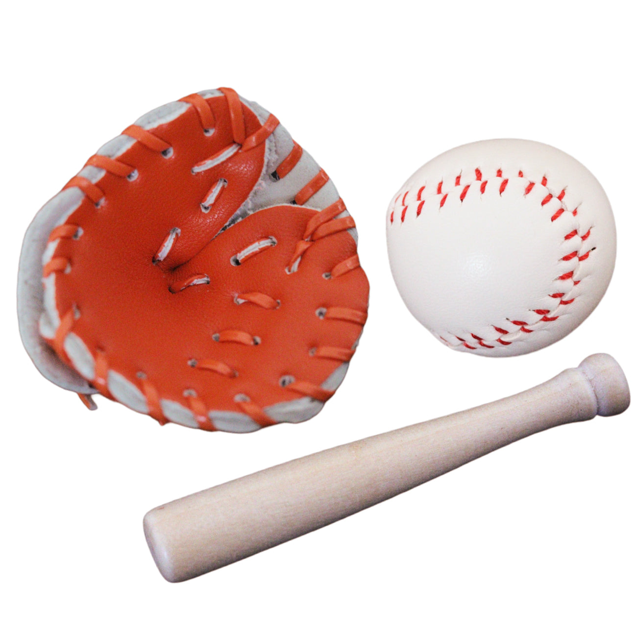 elf baseball props miniature orange mit, baseball and bat