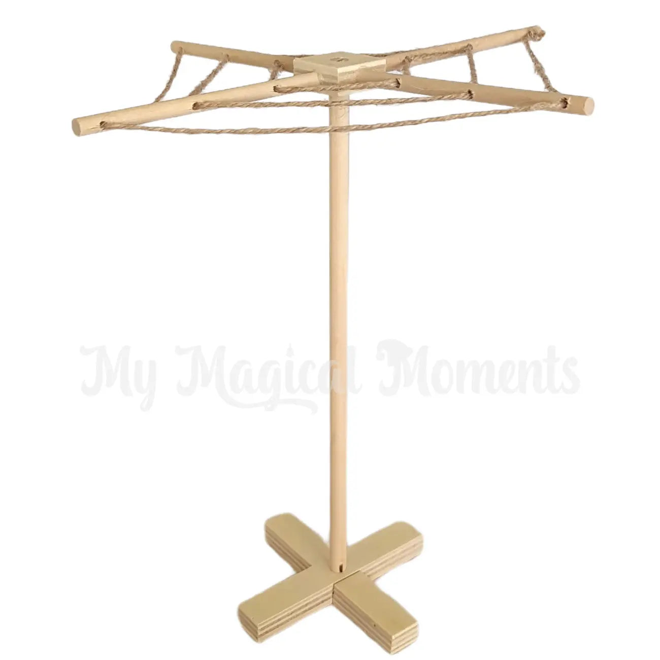 Wooden miniature clothes line elf prop